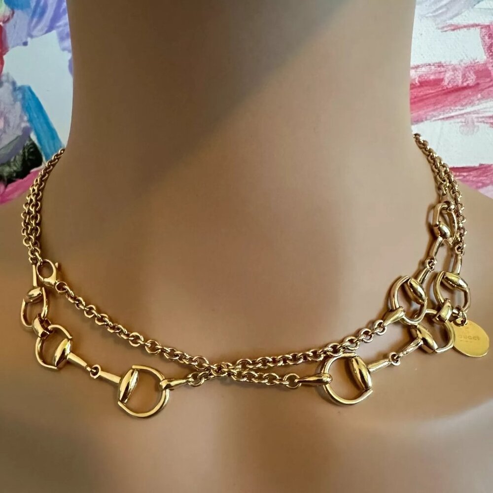 Rare! Authentic Gucci 18k Yellow Gold Horsebit 34.5" Long Chain Sautoir Necklace - Picture 7 of 11